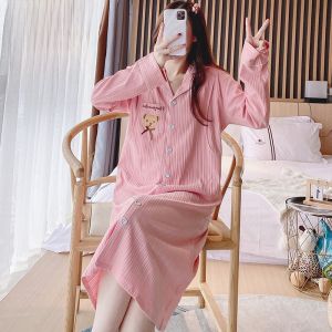 Pure Cotton Postpartum Gown with Chest Pad Maternity Nightgown Nursing Sleep Dress Spring Summer Autumn Hospital Stay Maternity Dress