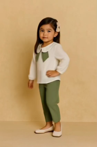 (EGSUS) Setelan Inayah Bayi Anak Balita Katun Kringkel 2-4 Tahun Pakaian Putih Navy