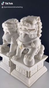 Pair of Fu Foo Dogs Guardian Lion Statues Feng Shui Decor for Home Ward Off Evil Energy