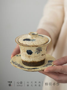 High-End Handmade Ice Smoke Cover Bowl Tea Cup Single Piece Non-Scalding Japanese Cha Jing Tea Set Gift Quality Ceramic