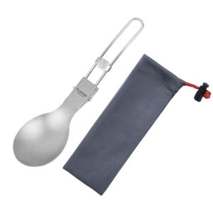 Tiartisan | Tiartisan Titanium Tay Cầm Có Thể Gập Lại Bộ Thìa Spork Bộ Dao Kéo Cắm Trại Ngoài Trời Siêu Nhẹ Di Động Có Túi Đựng