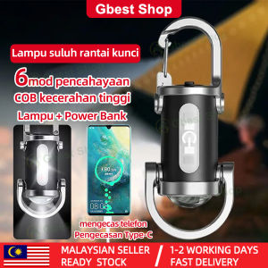 Gbest 2-in-1 Keychain Flashlight Power Bank 6 Modes Ultra Bright LED + COB Side Light Type-C Fast Charge 8H Runtime Waterproof for Camping/EDC