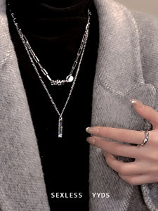 Double Layered Wrapped Pendant Necklace for Women INS Hip Hop Personality Sweater Chain Men Trendy Cool New 2025 Alloy Geometric Pattern