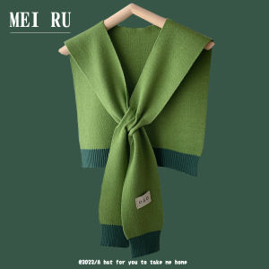 Fashionable Knitted Shawl Womens Thin Neck Protection Shirt Outer Green Scarf Woolen Shoulder Pad Korean Style Spring Autumn