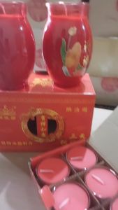 MJ Lilin Kaca Merah Tangan Buddha / Tealight Sembahyang Tekstur Lunak / Candle 8 Jam / 3 Hari 2 Pcs