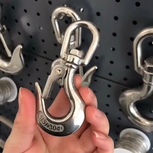 150/350KG Swivel Eye Lifting Clevis Grab Hook 304 Stainless Steel Lifting Chain Snap Hook with Latch