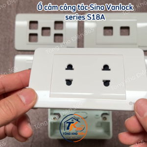 Công tắc ổ cắm Sino Vanlock S18A (Dòng hạt vuông) chính hãng: Ổ cắm công tắc 1 chiều 2 chiều đèn báo công tắc 20A