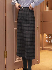 Dona Same Style Womens High Waist Retro Gingham Woolen Skirt Fall New Arrival Pear-Shaped Figure Preppy Style Dress
