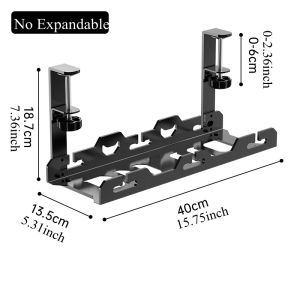 Expandable Under Desk Organizer-No Drill Cable Management Tray (Black/White) Telescopic Space-Saving Storage for Wires & Office