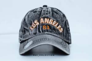 Topi dewasa border Los Angeles model terbaru bahan denim topi washed