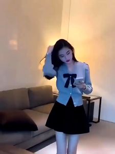 💥[A281] Áo KHOÁC len dệt kim cardigan CÀI NƠ ĐEN TO tay dài phối NÚT TIM mặc 2 KIỂU sang trọng - L2M