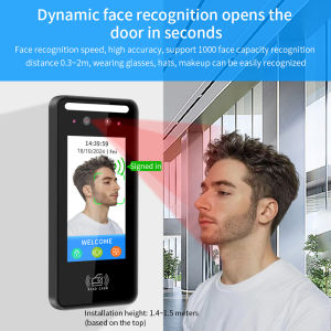 Wall Mount Dynamic facial recognition attendance andaccess control machine 1000 face for security protection With wiegand26