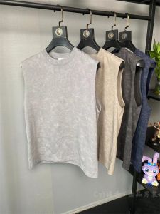 American Casual Washed Vintage Summer Mens Comfortable Pure Cotton Loose Sleeveless Vest T-shirt Youth Popular round Neck