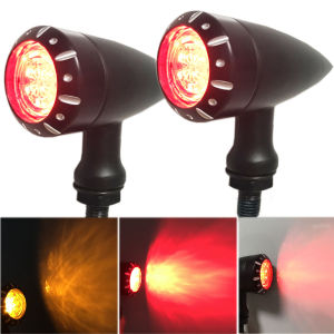 2 Pack Motorcycle Turn Signal Light 4 Wire Motorcycle Tip LED Flash Indicator Light Compatible for Mini Chopper Harley Cruiser Honda Suzuki Kawasaki Yamaha