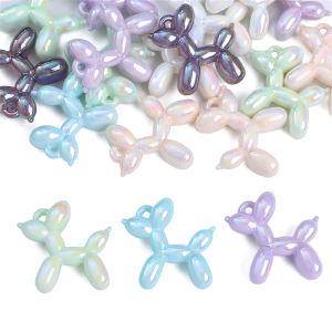 2Pcs 36mm Colorful Acrylic Balloon Dog Charms Beads for Earring Necklace Keychain DIY Jewelry Making Supply