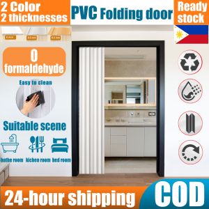 Accordion partition door sliding door PVC 6mm simple Partition Rail Door living roomkitchen and bathroom folding door