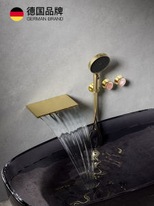 Feluoka W21 Bathroom Faucet Minimalist Waterfall Style Bathtub Mixer Tap Built-In Shower Head Rack for Home Bathroom