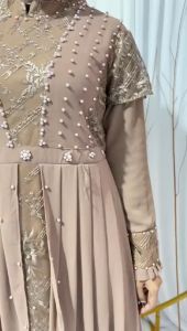 Gamis payet ajeng - model gamis modern - outfit kekinian - bahan tulle bordir kombinasi ceruty dan payet - baju kondangan akad nikah pesta