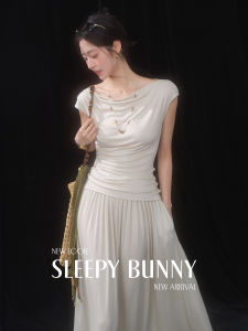 Lyocell A-Line Long Dress Waist-cinching Outfit