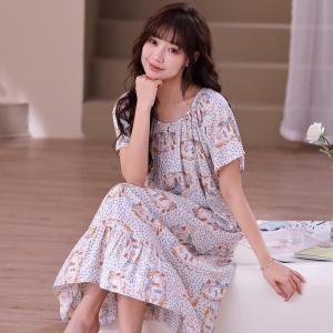 Princess Style Floral Plus Size Cotton Summer Sleep Dress