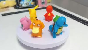 Bandai | 9/6Pcs/set Pokemon Cake Anime Figure Pikachu Party Happy Birthday Pokemon Cake Decoration Supplies Ornaments Boy Kids Gift