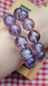 Collection Ceiling Grade Rare Amethyst Snowflake Rabbit Hair Rutilated Quartz Bracelet