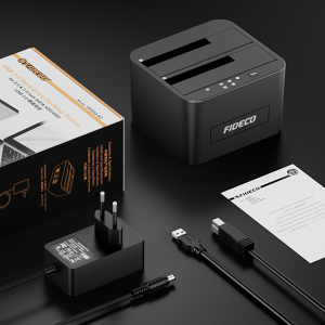 FIDECO Dual Bay Offline Cloning USB 3.0 5Gbps 2.5 3.5 Inch HDD SSD 1 to 1 Duplicator SATA ABS Clone Docking station
