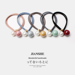 High-End Pearl Hair Ties for Women Korean-Style Balloon Knot Hair Bands with Elastic Hair Lines Net Redhead Hair Accessories