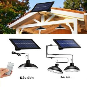Đèn Treo Năng Lượng Mặt Trời Hai Đầu Với Điều Khiển Từ Xa Đèn LED Treo Trong Nhà Ngoài Trời Nhà Kho Phòng Chứa Đồ Sân Hiên Nhà Vườn