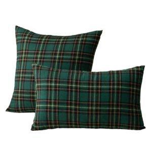 1/2PCS Christmas Plaid Decorative Throw Pillow Cover Scottish Tartan Cushion Case for Farmhouse Home Decor Green Red 30x50cm