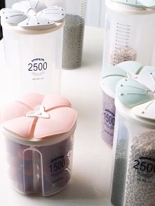 Large Capacity Cereal Dispenser Kitchen Transparent Plastic Grain Petal Divided Storage Box Food Storage Tank Dry Food Rice Airtight Container Bottle Jar