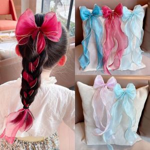 DK Mall High Quality Bow Hair Tie Hair Rubber For Kids Girl Hair Ribbon Braid Hair Silk Scarf Hair