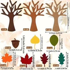 Bộ 96 Món Đồ Làm Từ Vải Nỉ Hình Cây Giáng Sinh & Lễ Tạ Ơn Trang Trí Treo Tường Thủ Công Mùa Thu Chất Liệu Nhựa Trang Trí Nhà Cửa