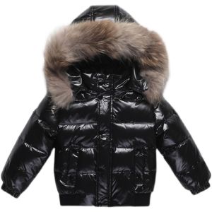 RAISE Winter 1-8 Years Kids Boys Parka Babys Girl Down Jackets Waterproof Shiny Real Fur Thicken Warm Boys Outerwear Coat Outfit