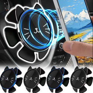 Magnetic Steering Wheel Gravity Gyroscope Car Phone Holder Cute Fortune Cat Shape Anti-Shaking Rotatable Mount Auto Accessories