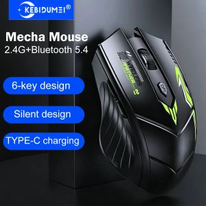 KEBIDUMEI 2.4G Bluetooth 5.4 Wireless Mouse 6 Keys Silent Rechargeable Mouse Ergonomic Gaming Mice For Computer Laptop Macbook