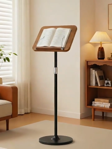 Floor-standing laptop stand with base freeing your hands for reading wooden floor-standing cookbook stand with clips height adjustable