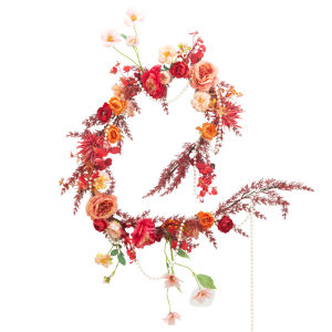 New Chinese Style Wedding Room Bedhead Imitation Silk Flower Vine Decoration Hotel Master Bedroom Door Joyous Atmosphere Arrangement