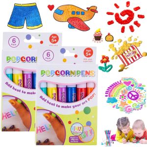 Popcorn Paint Pen Puffy Embellish Decorate Bubble Graffiti DIY Stationery Magic Colour Drawing Pens (5pcs/1pc)