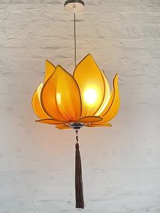 Đèn Chùm Phong Cách hoa sen đèn treo phòng ăn bằng vải sáng tạo hình hoa sen