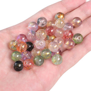 Multi-Colors Gold Foil Effect Glass Crystal Beads Round Loose Spacer Beads For DIY Handmade Bracelet Necklace Jewelry Making Accessories