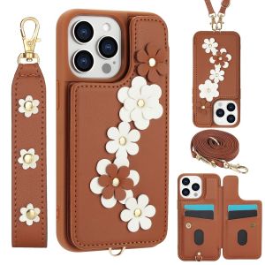 3D Flower Floral Case For Samsung Galaxy S25 Ultra A55 A56 S24 Ultra S23 FE S22+ Case Protective Leather Slim Credit Card Slot Wallet Magne Closure Crossbody Lanyard Wrist Strap Sling Case for Women&Girl ﻿