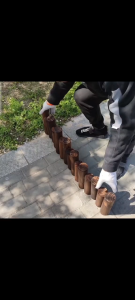 Wooden Fence / Wooden Round Fence / Wooden Border / HDB Corridor Decoration / BTO Decoration / Fountain Border