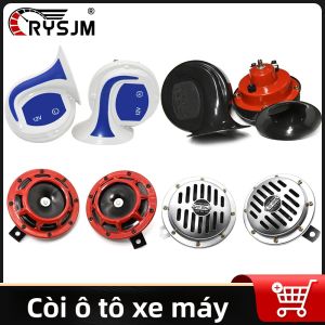Bộ 2 Còi Điện 12V Hình Ốc Sên Âm Thanh Kép Báo Động Lớn Cho Ô Tô Xe Máy Thuyền - Kim Loại Đạt Tiêu Chuẩn Hàng Hải
