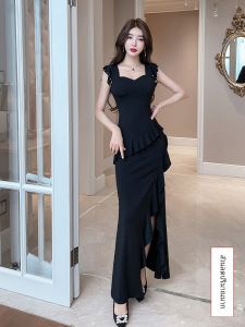 ชุดเดรสยาวเซ็กซี่ ชุดนางฟ้า ชุดคลุมก้นกระโปรงสั้น แขนสั้น กระโปรงทรงเอ เดรสยาว แฟชั่นฤดูร้อน