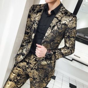 GUKENRO 2PCS Male Suit Set Plus Size Stage Debut Gown 18 Dress Outfit Banquet Wedding Dinner Blazer For Men