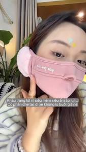 Khẩu trang nỉ lông mềm ấm áp 2 lớp kèm che tai giữ nhiệt nam nữ đi xe máy làm việc ngoài trời mùa đông đẹp rẻ