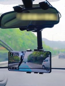 SEAMETAL  Car 360° Rearview Mirror Phone Holder Universal GPS Navigation Bracket Adjustable Holder Cell Phone Mount