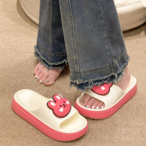 Summer Slippers Womens Ins Fashionable Fashion Outdoor Wear Cartoon Cute Rabbit Indoor Home Thick Sole Non Slip Slippers