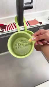Self Cleaning Kitchen Sink Strainer Basket Press Automatic Dumping Waste Catcher Faucet Hanging Draining Basket Trash Filter